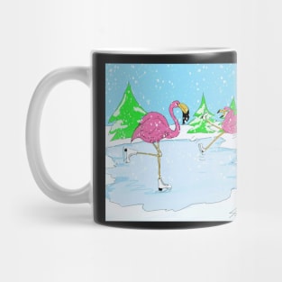 Flamingo Skaters Christmas Mug